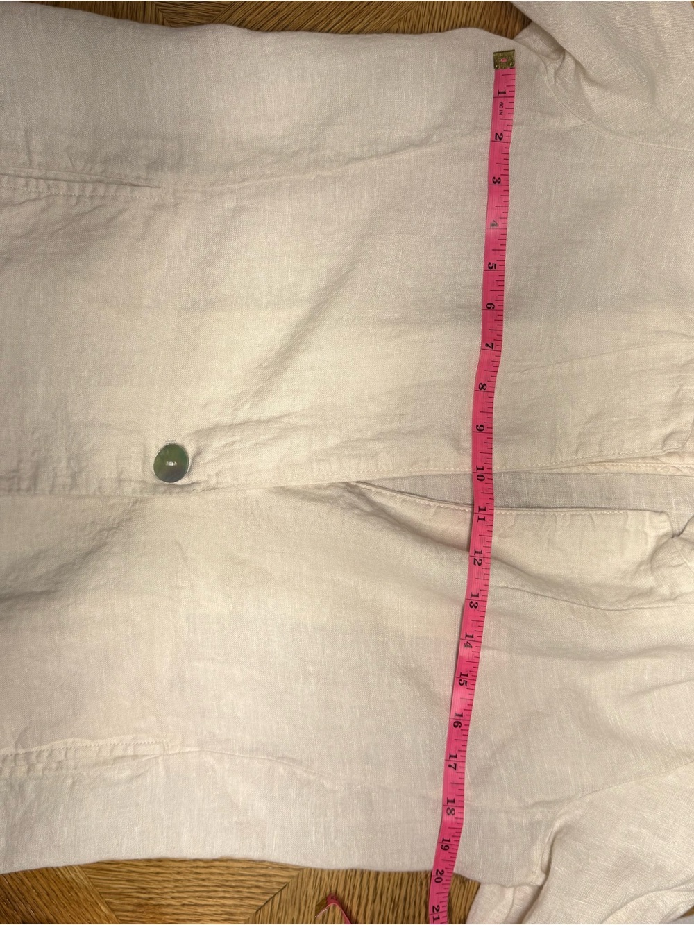 Women’s Lightweight Natural Linen Jacket with Mother of Pearl Buttons - Picture 8 of 11